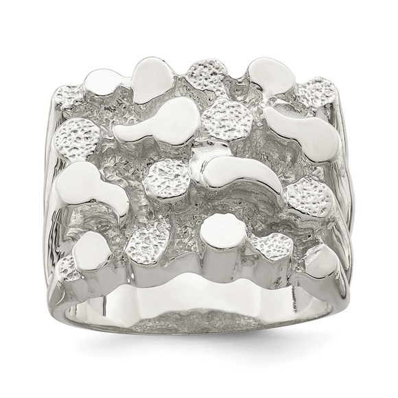 925 Sterling Silver Authentic Fine Jewelry Men's Nugget Ring
